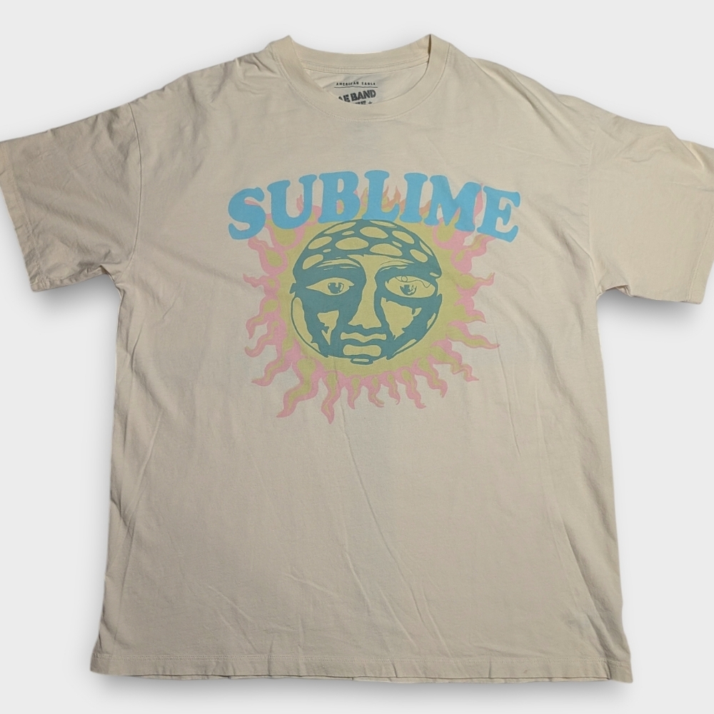 American Eagle Women’s Oversized Sublime Graphic Tee Color Cream Size M